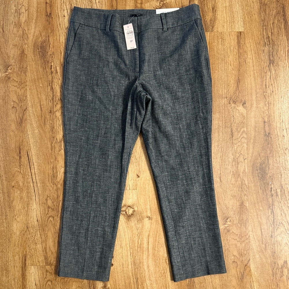Ann Taylor Factory NWT Women's Size 8p Petite Gray Straight Leg Mid Rise Pants